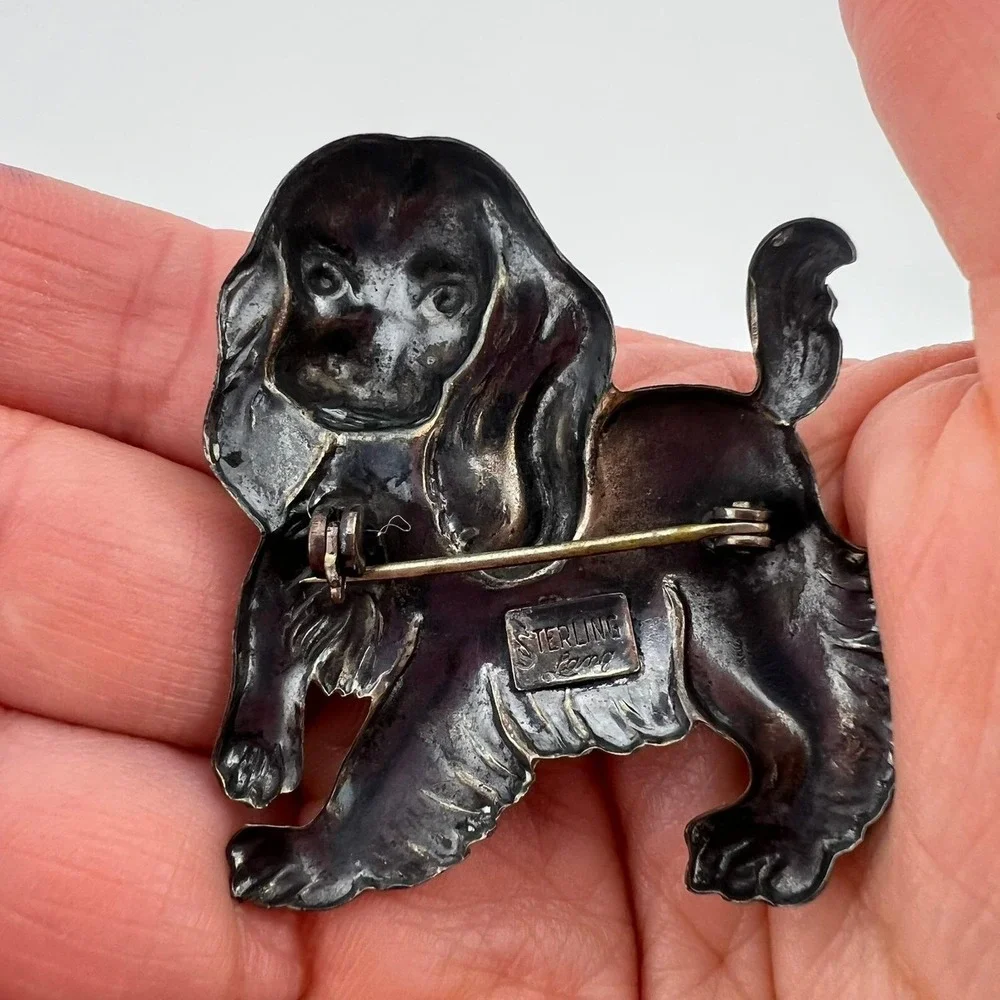 Vintage‎ Lang Sterling Silver Cocker Spaniel Dog Brooch 2